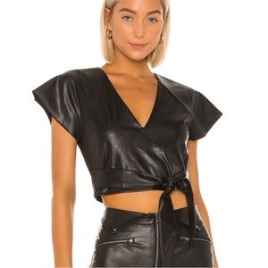 NBD Stay Fierce vegan leather crop Top small